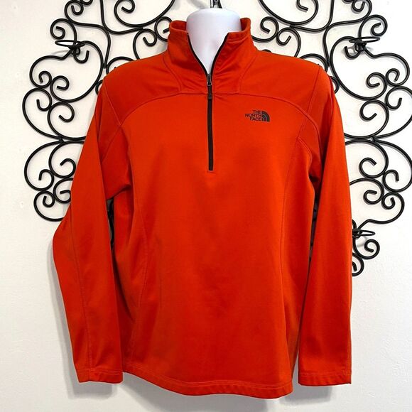 The North Face Men's Orange Quarter Zip Pullover Fleece Jacket – Size M - Picture 1 of 13